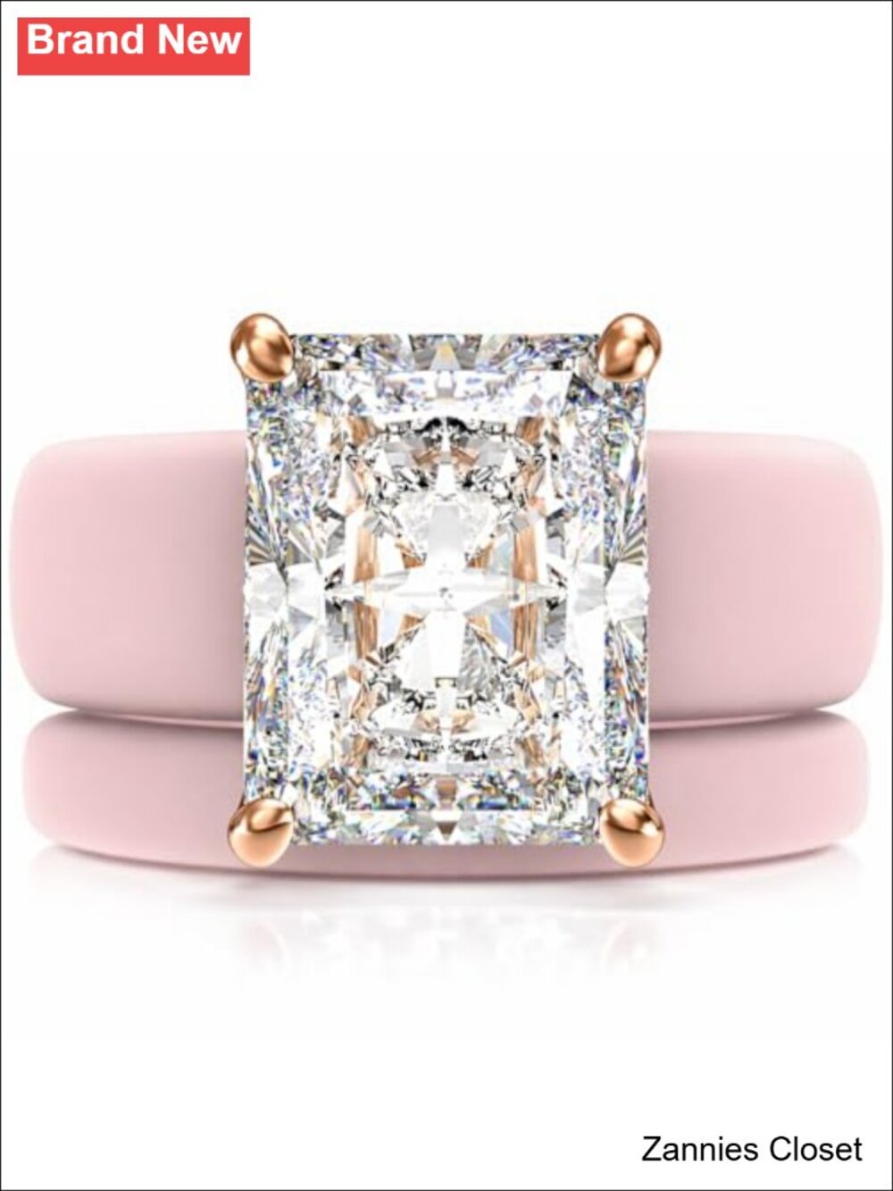 💍 Rinfit Silicone Ring Set Emerald Cut CZ Stackable Wedding Band